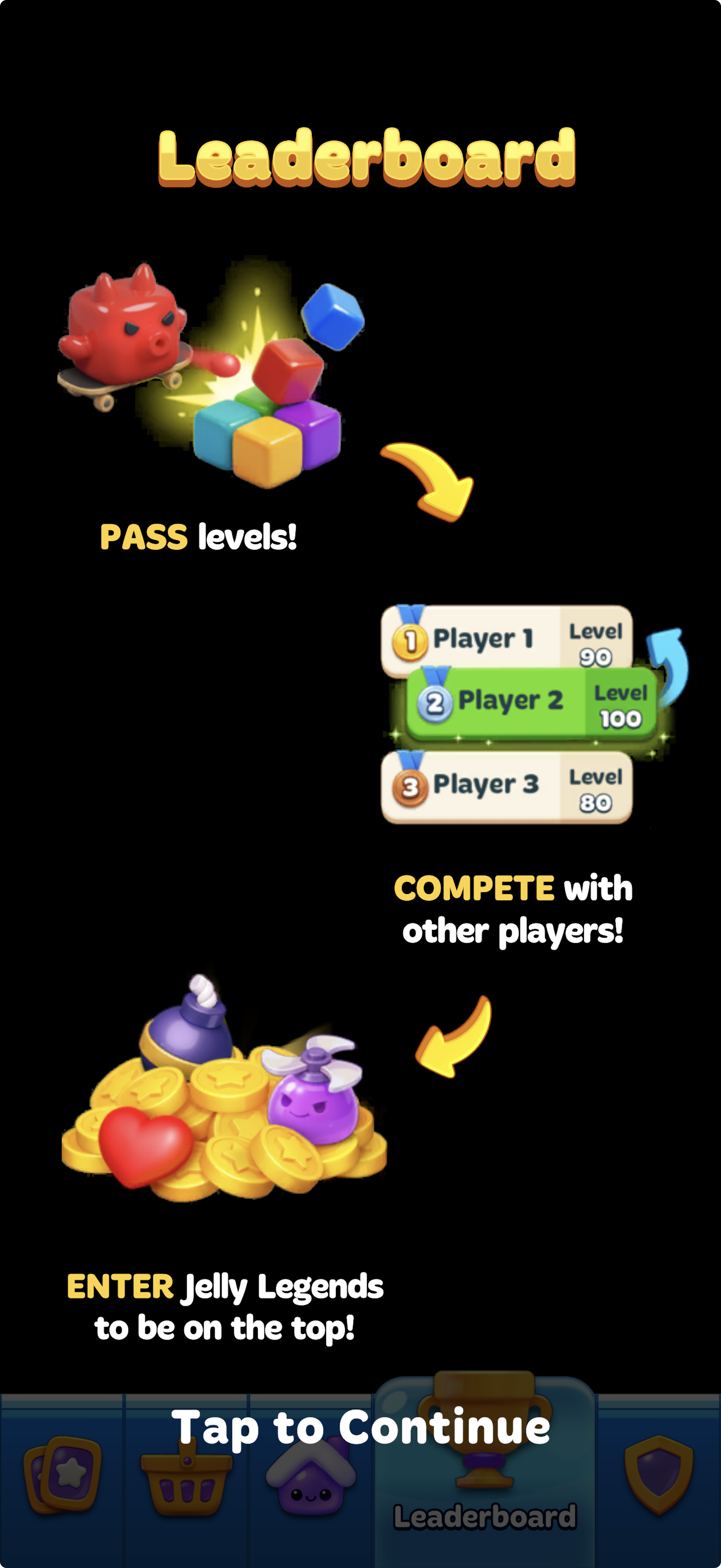 Leaderboard introductory screen outlining steps to pass levels, compete with players, and enter the legends competition for rewards.png